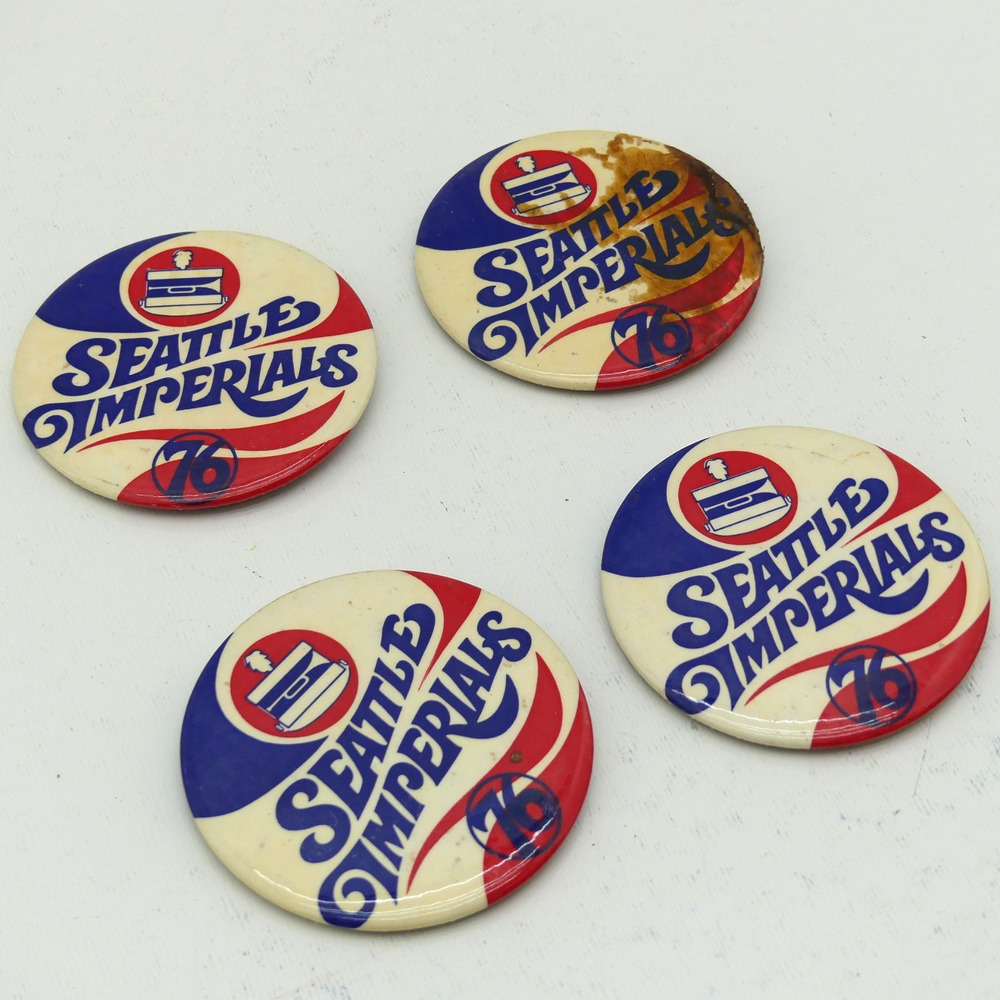 Lot of 4 Vintage Seattle Imperials 76 Pinback Buttons Badges Collectible USA